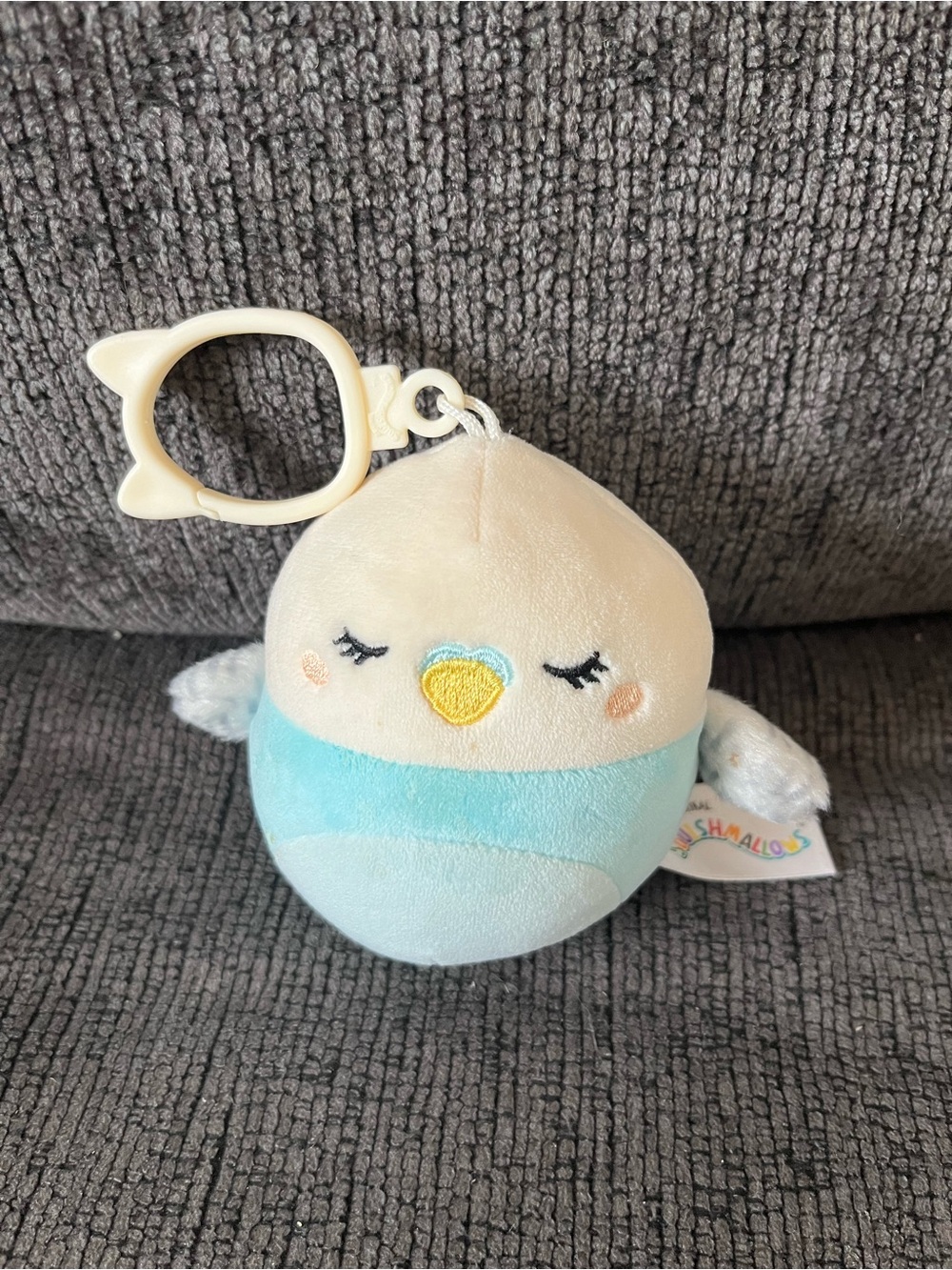 Squishmallows Tycho the Blue & White Parakeet 3.5” Clip On Plush